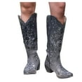thumbnail image 3 of For Women Low Western Rhinestone Heel Boots High Rodeo Knee Studded Embroidered Boots Cowboy women's boots Thigh High Boots for Women Size 13 High Heel Boots for Women Sexy Thigh High Boots for, 3 of 4