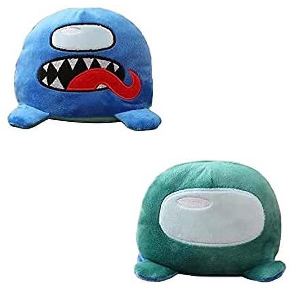 Amongus Loup-Garou Spatial Jeu Peluche Réversible Double Face Jouet en Peluche Bleu Vert Poupée en Peluche pour Garçons et Filles 5,91 Pouces Cadeaux pour Noël/Nouvel An/Action de grâces/anniversaire/Jour des Enfants