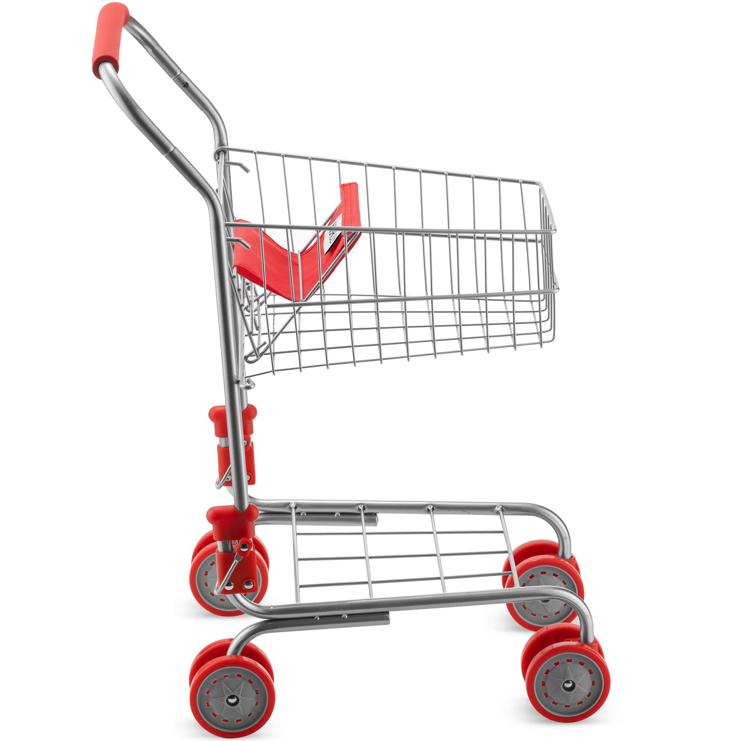 HUSHLILY - Toy Shopping Cart Foldable with Swivel Smooth Wheels, Folds for Easy Storage, for Kids and Toddlers, Age 3 Years & Up - Red