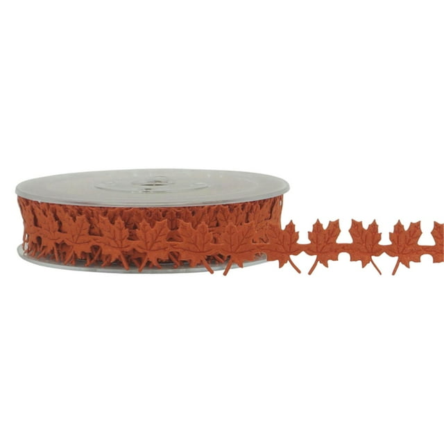 Rollo de Cinta de tela de hojas de 15yds Macarena Cinta de hoja de arce 2cm de ancho Naranja