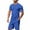 Blue, variant on Ohufall Mens Shorts Set 2 Piece Summer Outfits 2025 Fashion Solid Color Casual V-Neck T-shirts and Elastic Waist Drawstring Shorts Big and Tall Tracksuit Set