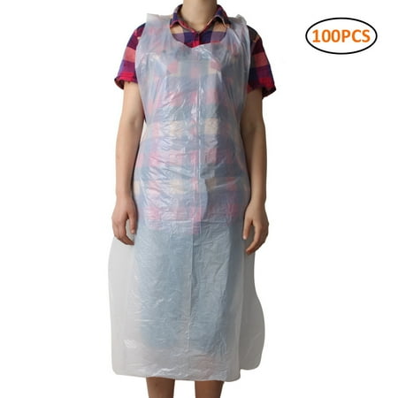 

100pcs Disposable Apron Transparent Cleaning Apron Kitchen Cooking Apron