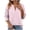 Pink, variant on Womens Tops Dressy Striped Print Shirt Casual Zip Up Mock Neck Tops 3/4 Sleeve Loose Fit Tshirt Summer Casual Blouses for Women