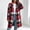 Red, variant on Women's Casual Plaid Shacket Jacket Button Down Long Coats with Pockets Fall Winter Warm Comfy Outfit