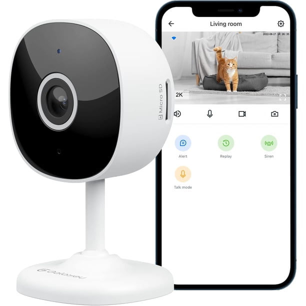 Cámara WiFi 2K, Galayou Cámaras de seguridad para interiores para el hogar para bebés/ancianos/perros/mascotas Cámara con aplicación de teléfono, almacenamiento de tarjeta SD 24/7, funciona con Alexa y Google Home G7 Aleko Kuyhfg Bienvenido a Kuyhfg