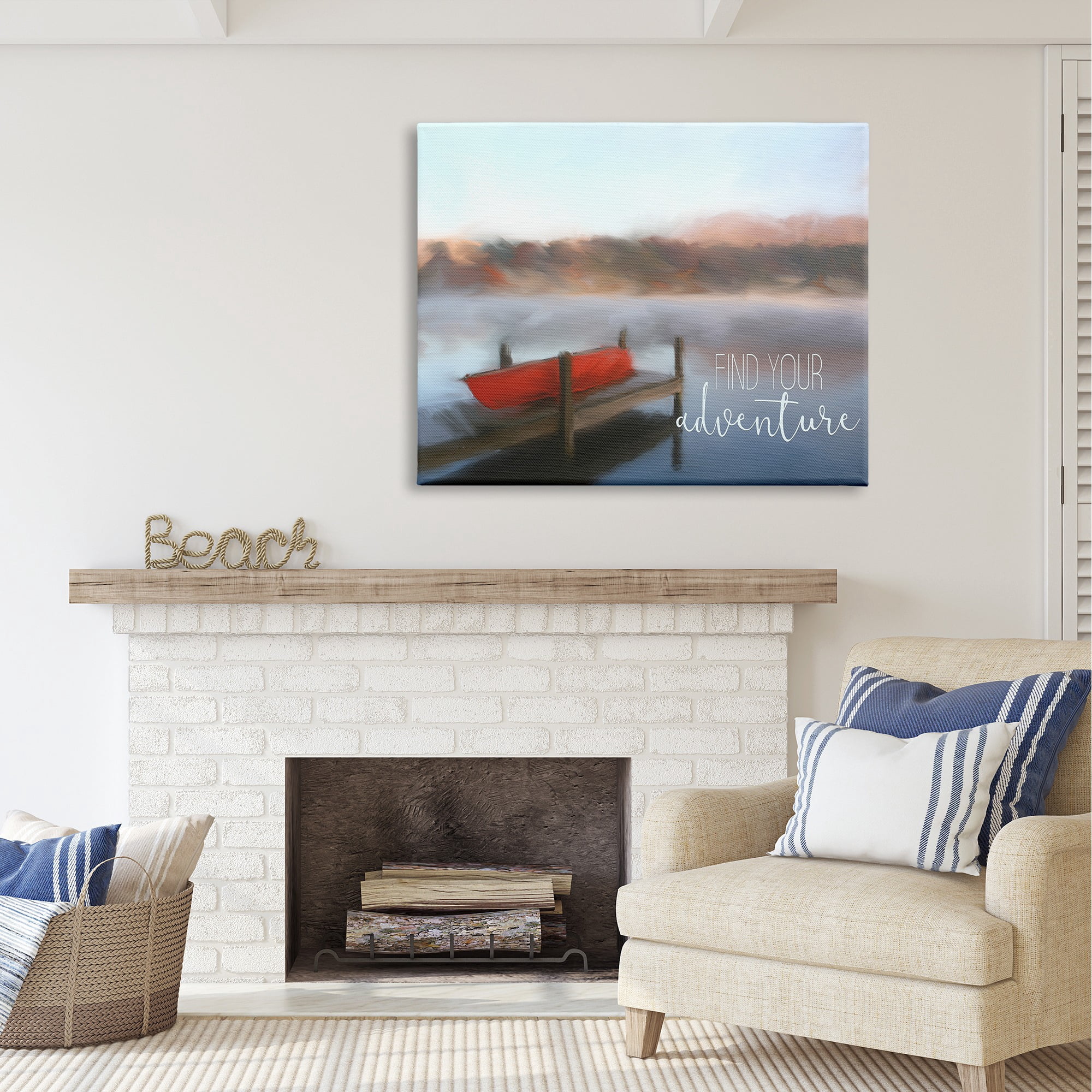 Stupell Industries Find Your Adventure Dock Abstract Painting Gallery Wrapped Canvas Art Print Wall Art, 48 x 36