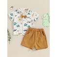 thumbnail image 2 of Bagilaanoe 2pcs Toddler Baby Boy Shorts Set Short Sleeve Print T Shirt Tops + Shorts 6M 12M 18M 24M 3T 4T Kids Casual Summer Clothes, 2 of 7