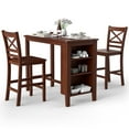 thumbnail image 1 of Costway 3PCS Counter Height Pub Dining Table Set w/ Storage Shelves&2 Bar Chairs, 1 of 9