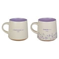 thumbnail image 2 of Christian Art Gifts Novelty Floral Ceramic Coffee & Tea Mug Set for Women: Faith & Love w/Encouraging Scripture, Microwave/Dishwasher Safe w/Clay Base - Set of 2 Large 14 oz. Cups, Lilac Purple/White, 2 of 3