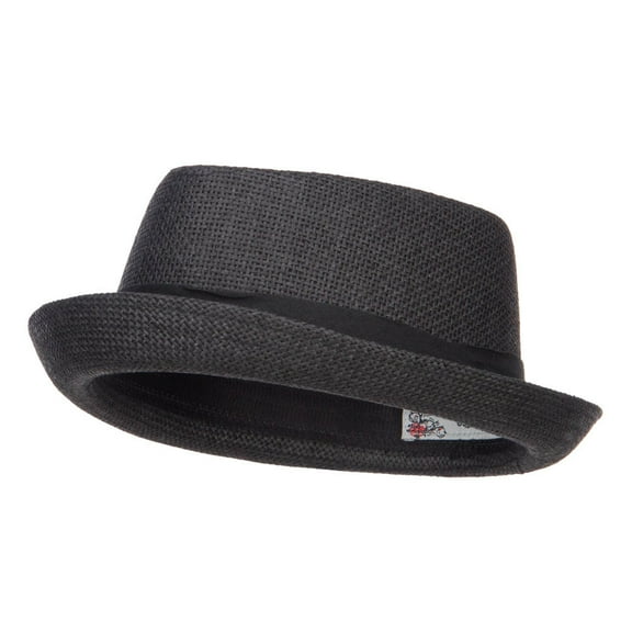 Big Size Solid Upbrim Pork Pie Fedora - Black XL-2XL