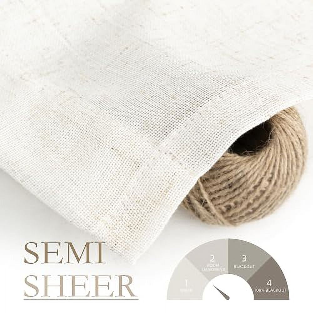 DriftAway Pinch Pleat Linen Textured Semi Sheer Solid Farmhouse and Modern Rustic Linen Curtains High Ceiling Extra Long Drapes for Living Room 15 ft Length 2 Panels W52 x L180 Inches Long Light Linen