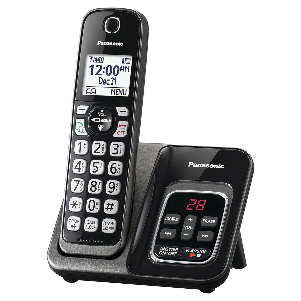 Triple Set Basics DECT Home Telephone with Answering Machine Black