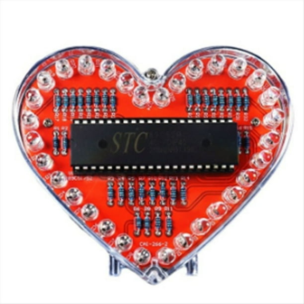Kit Electrónico DIY de Luz LED de Flujo en Forma de Corazón con 32 Luces LED de Colores. Kit de Práctica de Soldadura DIY A Batería.