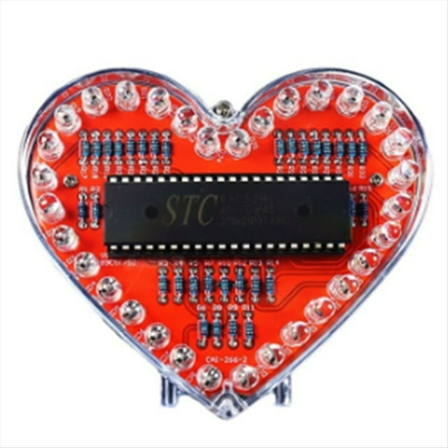Kit Electrónico DIY de Luz LED de Flujo en Forma de Corazón con 32 Luces LED de Colores. Kit de Práctica de Soldadura DIY A Batería.