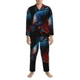 thumbnail image 3 of Fotbe Colorful Betta Fish Pijama de Hombre con Estampado de Manga Larga, Conjunto de 2 Piezas, Ropa de Dormir Suave y Cómoda con Bolsillos-Large, 3 of 7