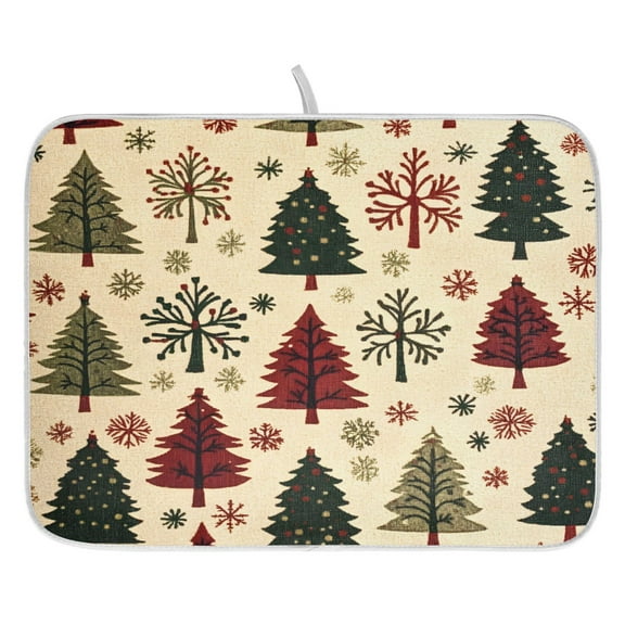 Christmas Dish Drying Mat for Kitchen, Quick Drying Absorbent Soft Durable 16" x 18"