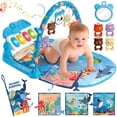 thumbnail image 2 of Caunedy 2 in 1 Baby Gym Playmat with Music,5 Sensory Montessori Toys & Tummy Time Mirror,Newborn Gift for Infants 0-12 Months, 2 of 9