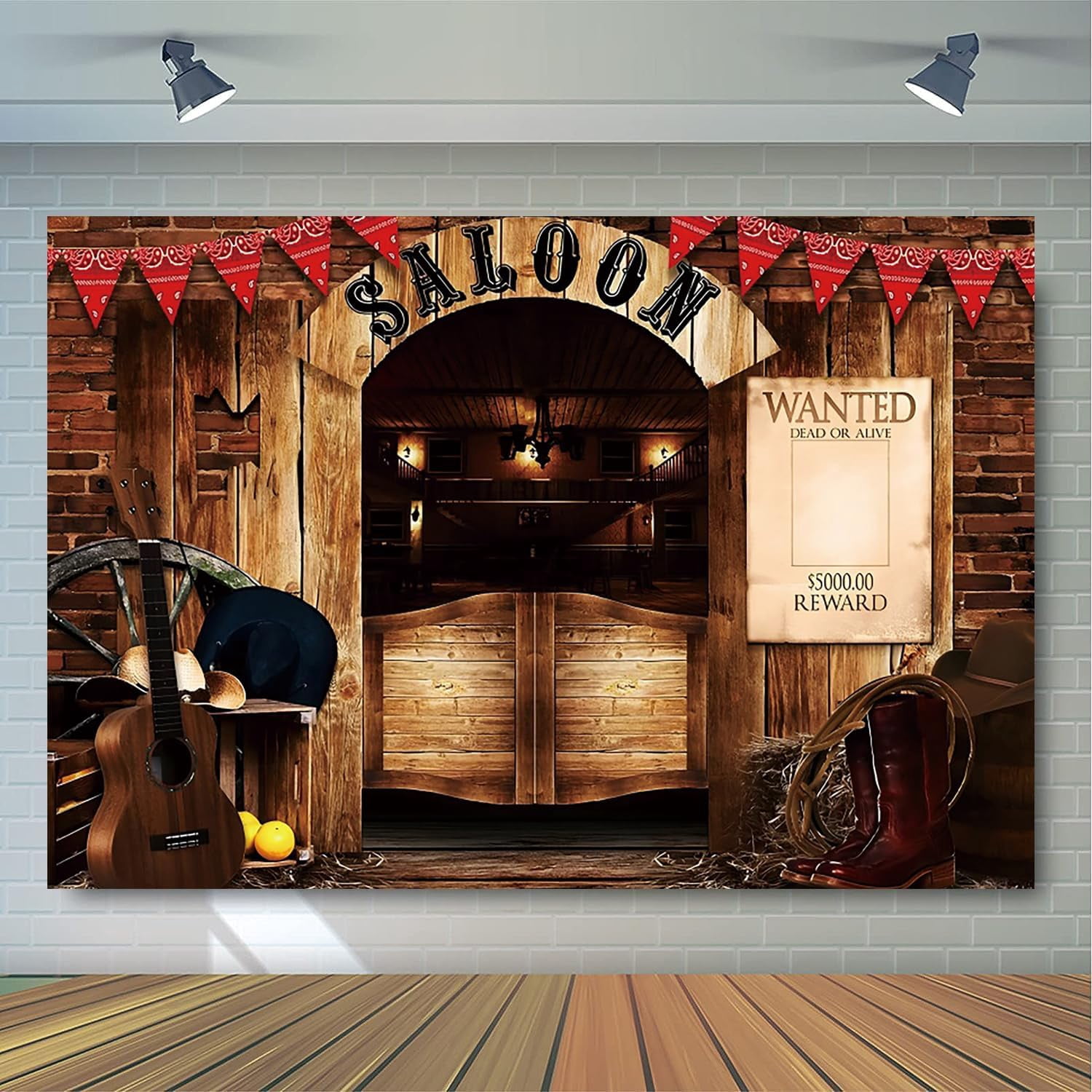 Western Cowboy Backdrop 10x8ft - Rustic Barn Door Cactus Theme Photography Background For Parties