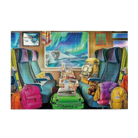 500 Piece Northern Lights Train Jigsaw Puzzle For Adults Challenging Puzzle Game Unique Artwork Home Decor Gift For Puzzle Lovers Fun For Adults