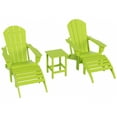 thumbnail image 2 of Polytrends  Laguna All Weather Poly Outdoor Patio Adirondack Chair Set - with Ottomans and Side Table (5-Piece) Lime, 2 of 5