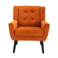 thumbnail image 2 of Velvet Living Room Accent Chairs, Modern Upholstered Armchair, Ergonomics Reading Side Chair with Black Wooden Legs for Bedroom Office Balcony Study, Orange, 2 of 7