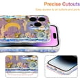 thumbnail image 5 of Case for iPhone 14 Pro, Colorful Retro Oil Painting Flower Moon Pattern Laser Cute Curly Wave Edge Exquisite Phone Cover Stylish Durable TPU Protective Case for Girls Women - Purple White, 5 of 12