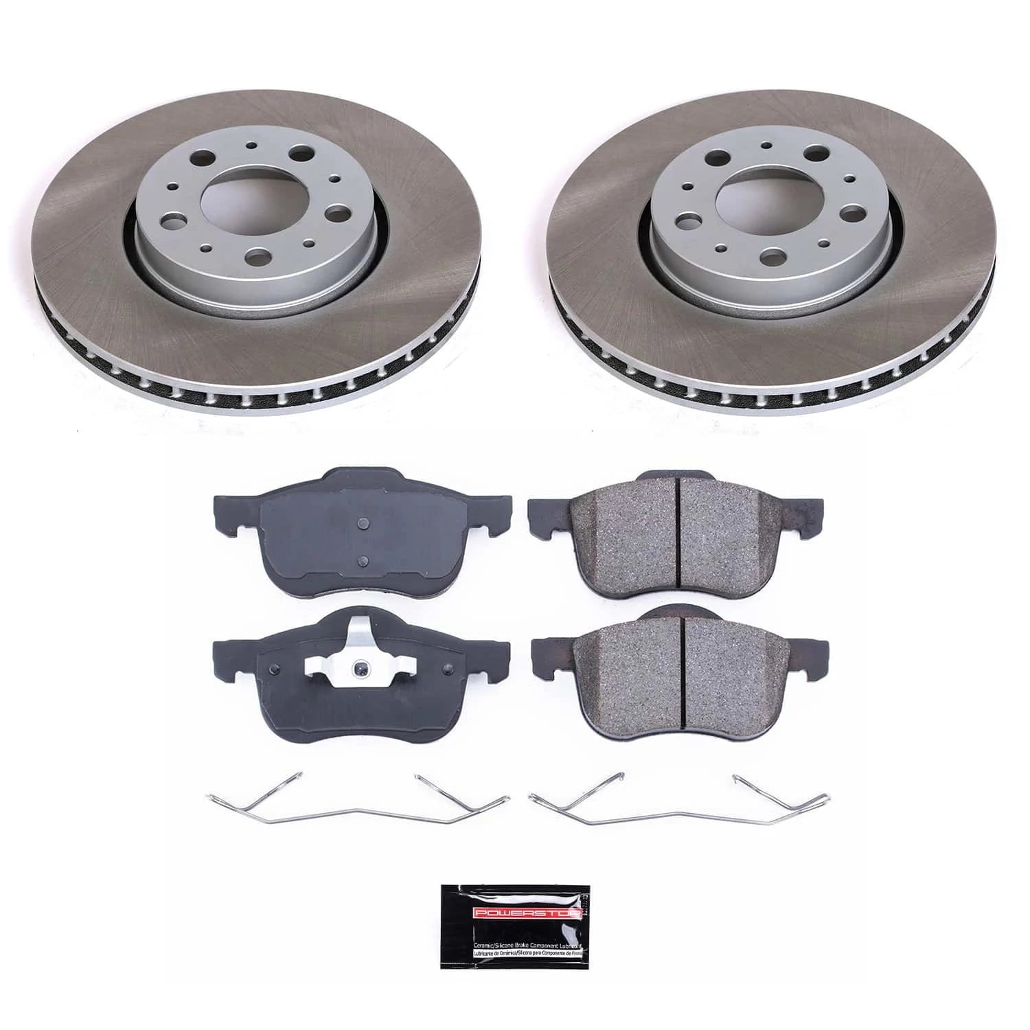 PowerStop Front Semi-Coated Rotor and Low-Dust Ceramic Brake Pad Kit SC3004