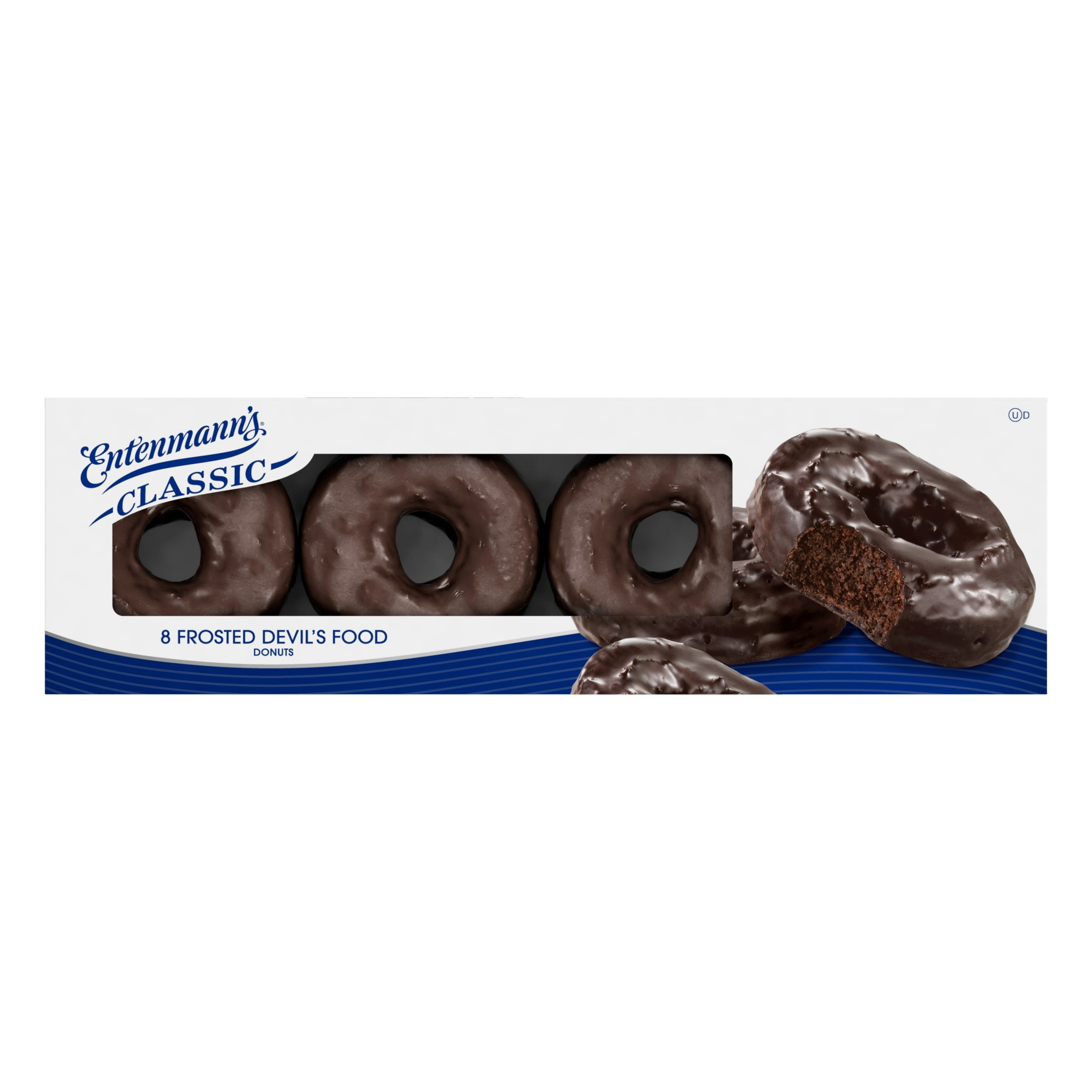 Entenmann's Frosted Devil's Food Donuts, 8 count, Chocolate Donuts, 17.5 oz Box
