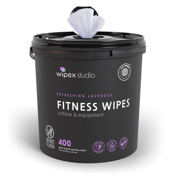 Wipex Gym Wipes, EWG Verified Plant-Based Fitness & Surface Cleaner, Lavender & Vinegar, 400ct Bucket, 1-Pack