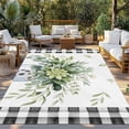 thumbnail image 2 of Eucalyptus Leaf Outdoor Rug for Patio/Deck/Porch, Non-Slip Large Area Rug 5 x 8 Ft, Farmhouse Buffalo Plaid Green Botanical Indoor Outdoor Rugs Washable Area Rugs, Camping Rug Carpet Runner, 2 of 8
