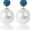 Sea Blue, variant on Womens Double Pearl Crystal Earrings with Blue Top