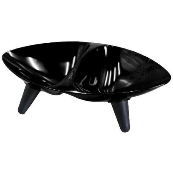 Melamine Couture Sculpture Double Food and Water Dog Bowl, Black