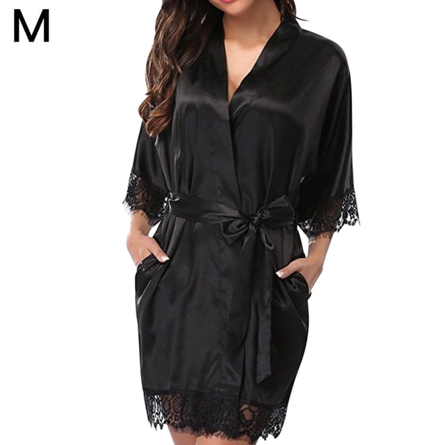 Mujeres Sexy Encaje Camisón Ropa de dormir Ropa interior Bata Albornoz Regalo, Negro, M Inevent XX000136-05