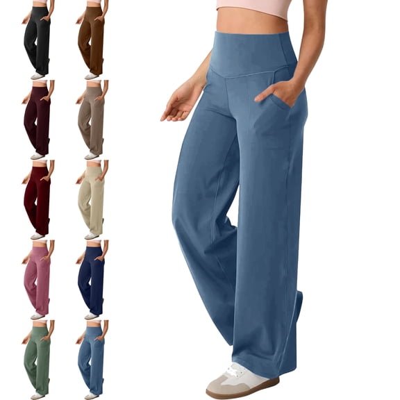 2026 Summer Yoga Pants for Women Plus Size Moisture-Wicking Long Solid Color Hip Lift Fitness High Waist Elastic Exercise Yoga Pants