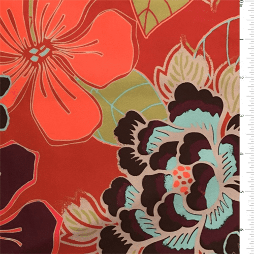 Tahitian Orange Multi Floral Swimwear, Fabric By the Yard