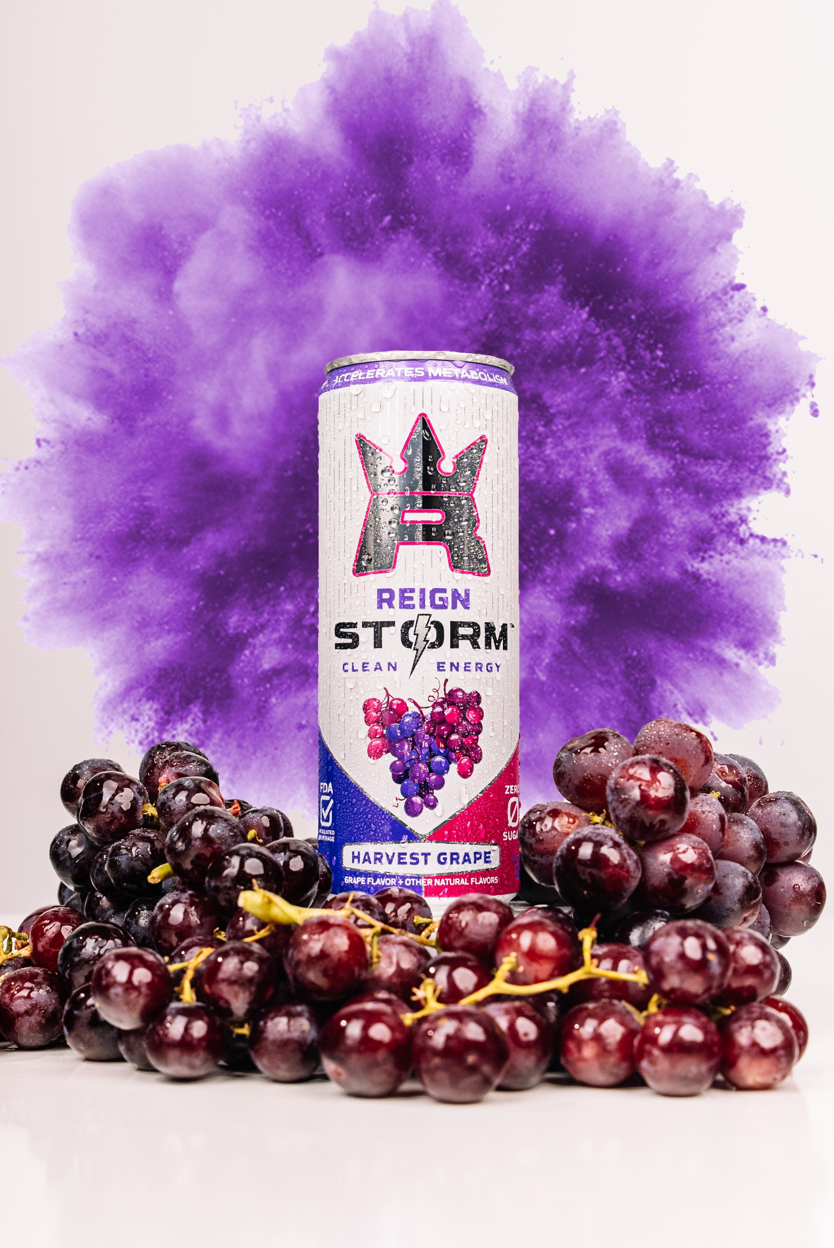 (5 pack) Energy Drink, Harvest Grape Flavor, 12 oz Can