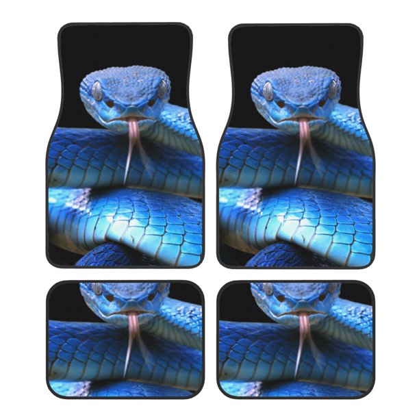 Fotbe Blue Viper Snake 2 Juego de 4 Tapetes para Auto con Estampado – Alfombrillas de Goma Reforzada, Diseño Antideslizante, Protección para Todo el Año – Vehículos, Autos, Camionetas y SUVs