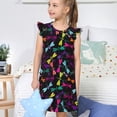 thumbnail image 4 of Balery Colorful Dragonflies Camisón de princesa para niñas, pijama de algodón con mangas abullonadas, suave y bonito.-Small, 4 of 6