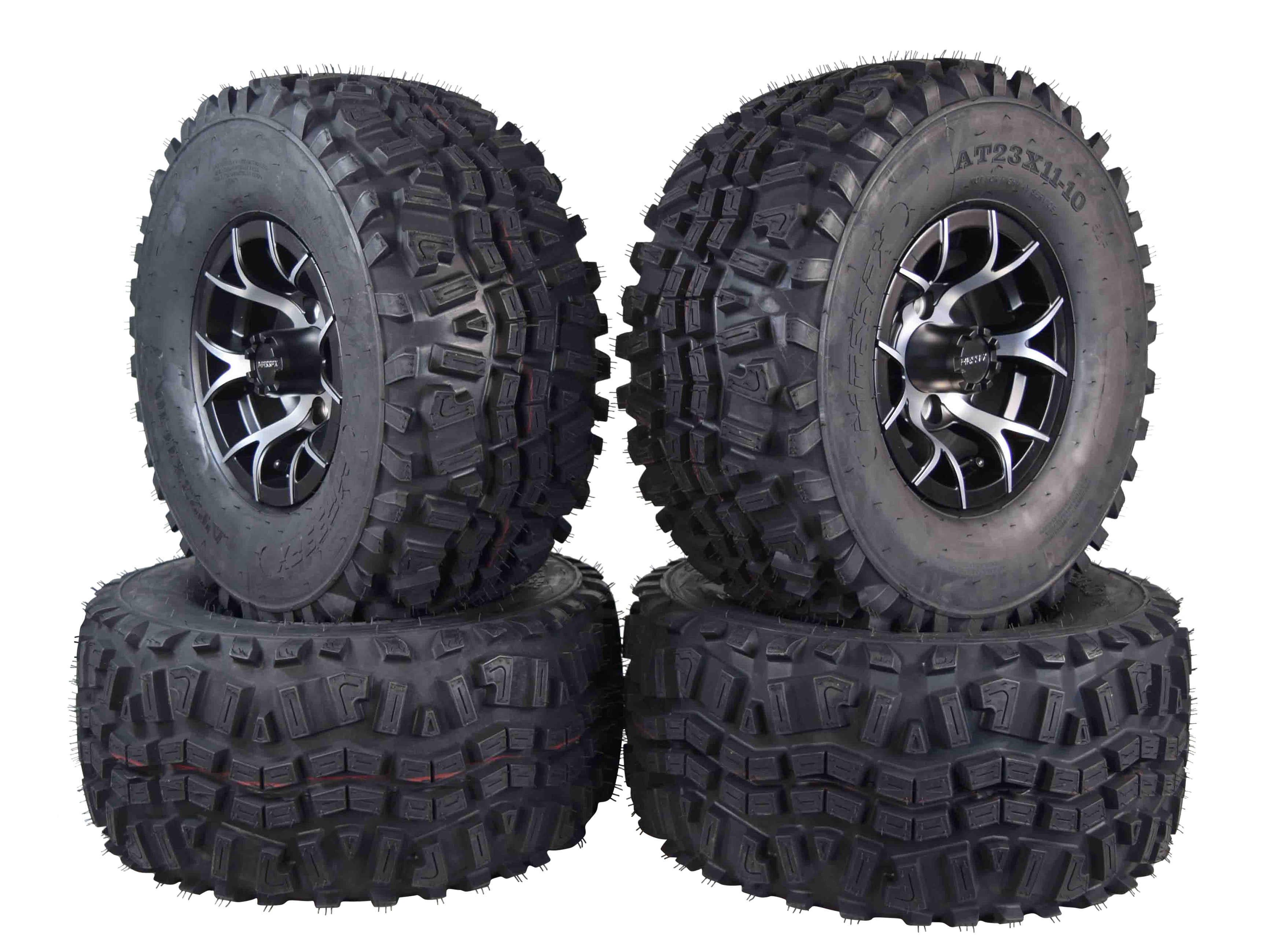 MASSFX 23x11-10 UTV Tire 6Ply with 10x7 4/101.6 A240 Wheel Matt Black 4 ...