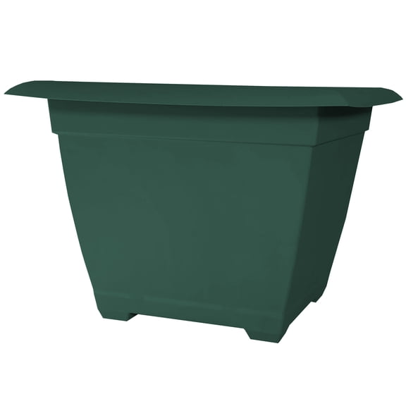 Bloem Dayton 15" Turtle Green Recycled Plastic Square Box Planter for Indoor and Outdoor Gardening