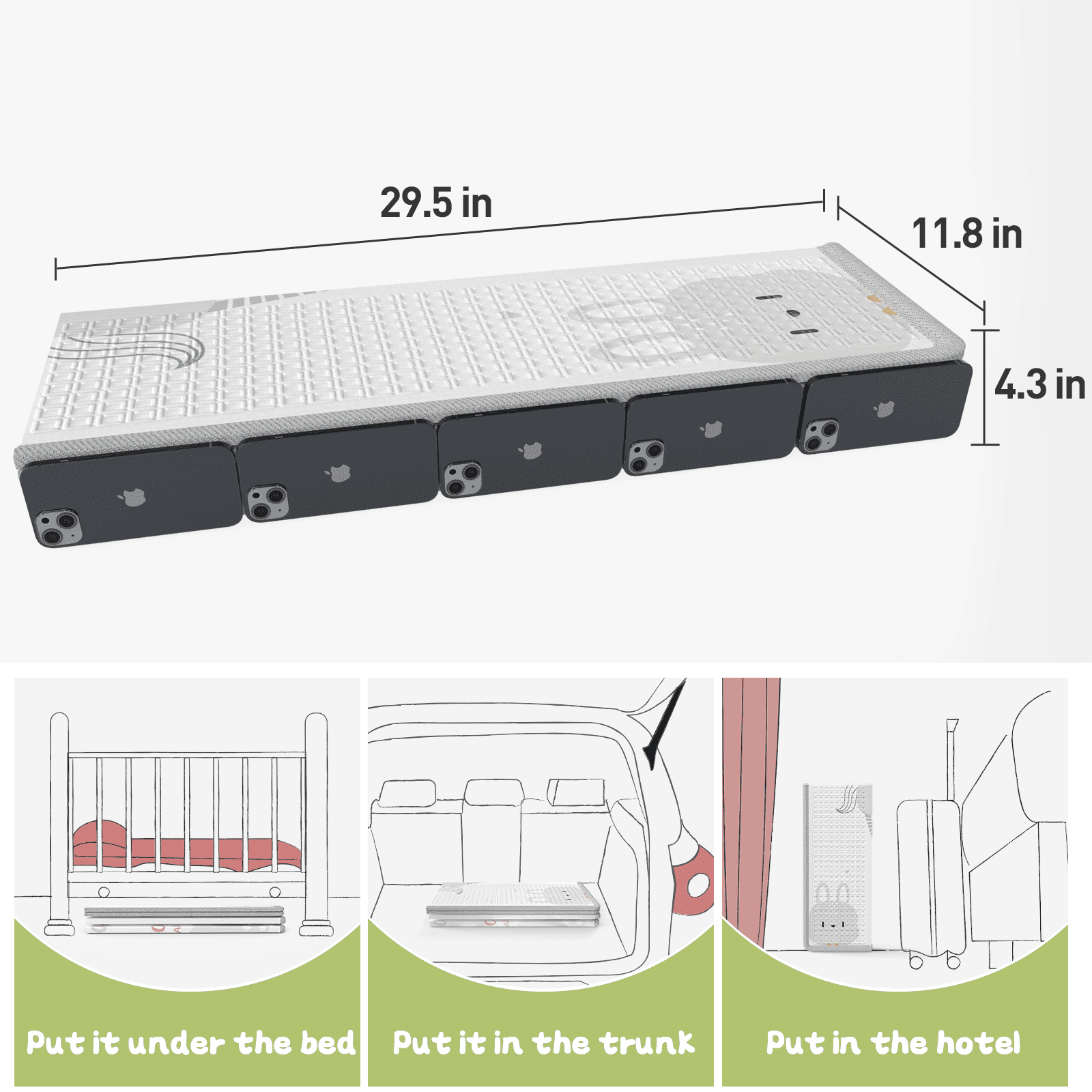 Baby Play Mat, 59"x59" Foldable & Reversable Large Baby Mat, 0.4" Thick Waterproof Foam Play Mat