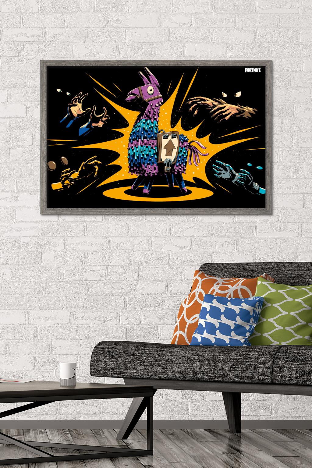 Fortnite - Loot Llama Lama Loading Screen Wall Poster, 22.375" x 34", Framed
