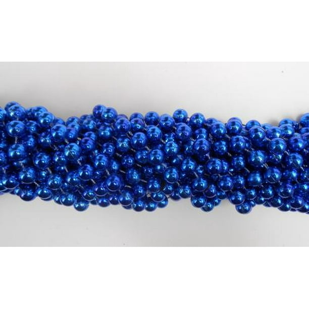 48" 10mm Round Metallic Royal Blue Mardi Gras Beads - Walmart.com