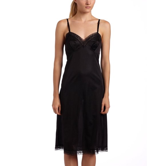 Vanity Fair Womens Rosette Lace Full Slip, 38-26 Length, Midnight Black