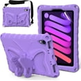 thumbnail image 1 of KOMI Kids Case for iPad Mini 6th Generation 2021 8.3-inch - Screen Protector Included - Butterfly Kickstand - Child Friendly EVA Foam Shockproof Cover Case with Shoulder Strap, Lavender, 1 of 5