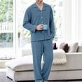 thumbnail image 6 of Pajamas Sets for Men Soild Color Long Sleeve Button Down Pajamas With Pockets Lounge Wear,Sizes S-5XL, 6 of 9