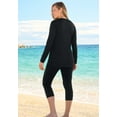thumbnail image 5 of Swim 365 Women's Plus Size Split-Neck Long Sleeve Swim Tee With Built-In Bra, 5 of 6