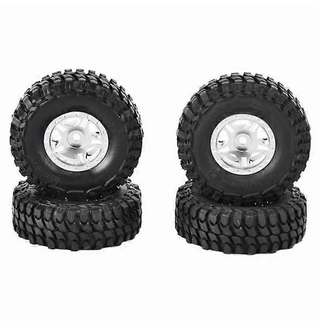 4 pcs 1/24 RC Car Rubber Tires, RC Vehicle Wheels, Crawler Car Tires for Axial SCX24 90081, Titanium