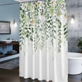 thumbnail image 6 of Spring Summer Leaf Shower Curtain, Watercolor Country Green White Floral Falling Leaf Waterproof Shower Curtain Set with 12 Hooks Lightweight Bath Curtains Fabric Bathroom Decor 72x72 Inches, 6 of 9