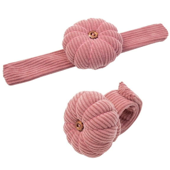 Soft Corduroy Wrist Pin Cushion Pumpkin Shape Wrist Pin Cushion Hands Sewing Assistant friendship bracelet making kit, 1PCS
